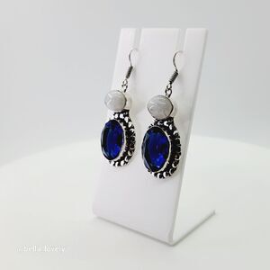 Rainbow Moonstone Tanzanite Handmade Drop Dangle Earrings 2.1"